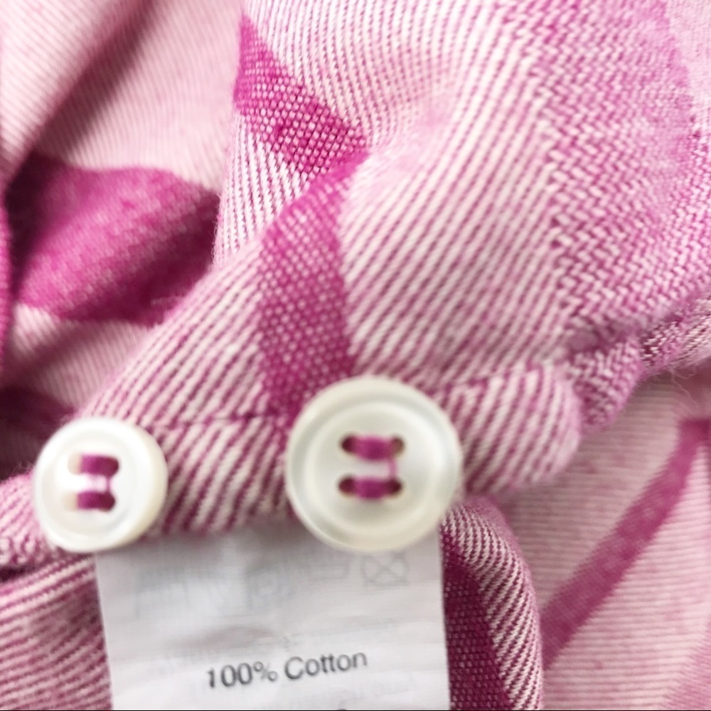 J. Crew Pink Red Striped Heavy Weight Flannel Button Down Shirt Size Small - Picture 8 of 8